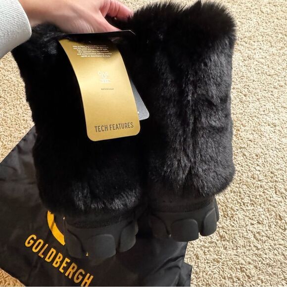 Goldbergh Fun Fur Snow Boots NWT US 9 Black Waterproof Apres Ski Moon Boots - Picture 7 of 10